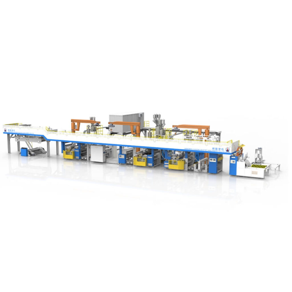 Liquid aseptic packaging extrusion laminating machine