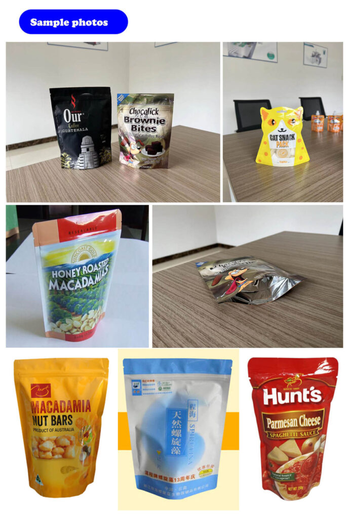 NCA600SZL THREE-SIDE SEAL,STAND-UP, ZIPPER BAG MAKING MACHINE Sample Photos
